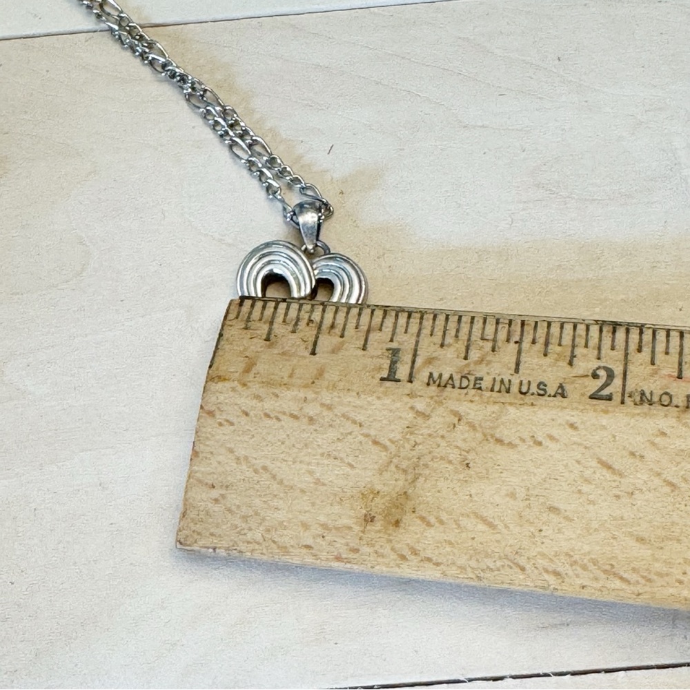 Sterling Silver 925 Wrapped Heart Pendant on Stainless Silver Tone Necklace - Picture 7 of 10